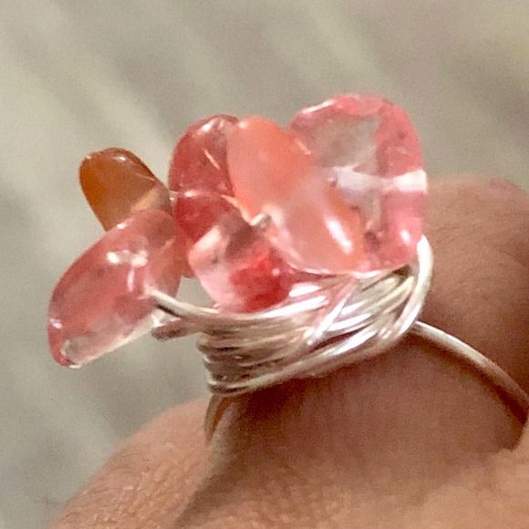 Wire wrapped crystal rings set of 4 - Picture 6 of 8